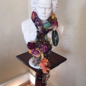 NWT Mary Frances real embellished colorful scarf